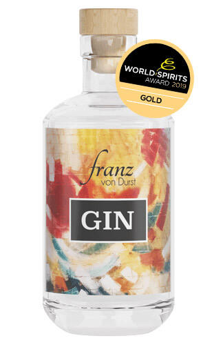 Franz-von-Durst-Gin-Flasche-mit-WSA-Label Franz von Durst Gin mit World Spirit Award Label